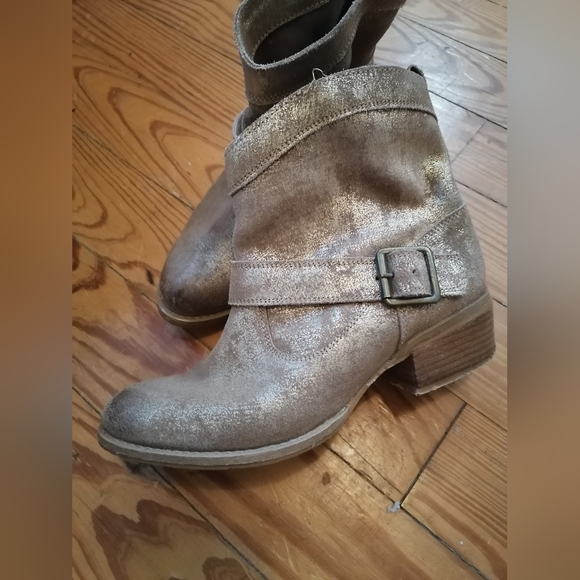 Naughty Monkey Metallic Tan Ankle Western Cowboy boots Slip on - Picture 6 of 12